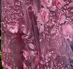 Load image into Gallery viewer, Dusty rose 3d floral with crystal design mesh lace sold by the yard 54” wide

