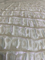 Load image into Gallery viewer, Ivory iridescent Big alligator embossed Vinyl Leather upholstery fabric

