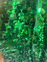 Load image into Gallery viewer, Green Paillette sequins medium size on stretch mesh base 2way 58/60” Sold by the YD

