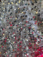 Load image into Gallery viewer, Silver Sequin on white Stretch Velvet 4-Way stretch fabric by the yard 60" Wide
