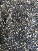 Load image into Gallery viewer, Silver Sequin on charcoal Stretch Velvet 4-Way stretch fabric by the yard 60" Wide
