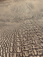 Load image into Gallery viewer, Bronze Big alligator embossed Vinyl Leather upholstery fabric
