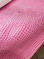 Load image into Gallery viewer, Pink Swamp 3D Croco  embossed Vinyl Leather Faux vinyl fake upholstery apparel bags fabrics
