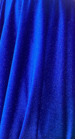 Load image into Gallery viewer, Glitter Blue Stretch Velvet Fabric By The Yard | 58’’ wide
