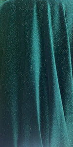 Load image into Gallery viewer, Green Stretch Glitter Velvet Fabric – Sparkle Spandex, Dance &amp; Costume Fabric
