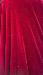 Load image into Gallery viewer, Glitter Red Stretch Velvet Fabric By The Yard | 58’’ wide
