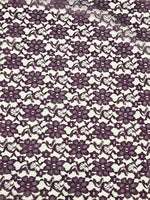 Load image into Gallery viewer, Plum rachelle lace flower mesh sheer polyester by the yard
