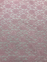Load image into Gallery viewer, Pink rachelle lace flower mesh sheer polyester by the yard
