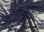 Load image into Gallery viewer, Navy Vintage Stretch Floral Lace fabric 4 way  By The Yard
