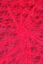Load image into Gallery viewer, Red Vintage Stretch Floral Lace fabric 4 way  By The Yard
