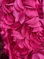 Load image into Gallery viewer, Fuchsia Satin Bridal Petal Rosette on mesh Fabric 52" Wide Sold By The Yard
