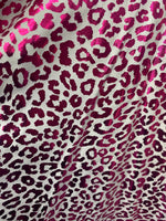 Load image into Gallery viewer, leopard metallic foil on Nylon Spandex stretch Fabric 4 way stretch 58" wide

