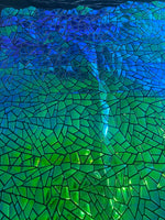 Load image into Gallery viewer, Mermaid iridescent Broken Glass Sequin Geometric On Black Stretch Velvet Fabric Sold By The Yard
