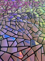 Load image into Gallery viewer, Lilac iridescent Broken Glass Sequin Geometric On Black Stretch Velvet Fabric Sold By The Yard
