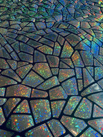 Load image into Gallery viewer, Silver mystique Broken Glass Sequin Geometric On Black Stretch Velvet Fabric Sold By The Yard
