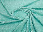 Load image into Gallery viewer, Mint Sequin on Stretch Velvet 4-Way stretch  dance wear home decor fabric by the yard 60" Wide
