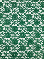 Load image into Gallery viewer, Forest green rachelle lace flower mesh sheer polyester by the yard
