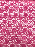 Load image into Gallery viewer, Hot pink rachelle lace flower mesh sheer polyester by the yard
