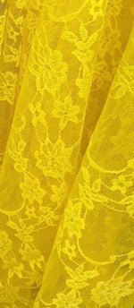 Load image into Gallery viewer, Yellow Vintage Stretch Floral Lace fabric 4 way  By The Yard
