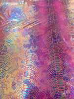 Load image into Gallery viewer, Violet Mermaid pearl Snake Hologram Spandex 4 way stretch 58" wide fabric
