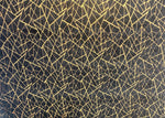Load image into Gallery viewer, Gold mosaic on black heavy chenille Upholstey fabric by the yard 54” wide
