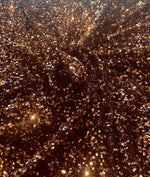 Load image into Gallery viewer, Brown Sequin on Stretch Velvet 4-Way stretch fabric by the yard 60" Wide

