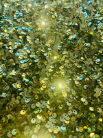 Load image into Gallery viewer, Olive Sequin on Stretch Velvet 4-Way stretch fabric by the yard 60" Wide
