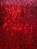 Load image into Gallery viewer, Red Shiny Broken Glass Sequin Geometric On Black Stretch Velvet Fabric Sold By The Yard
