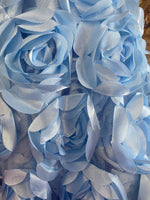 Load image into Gallery viewer, Blue Satin Bridal Petal Rosette on mesh Fabric 52" Wide Sold By The Yard
