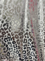 Load image into Gallery viewer, leopard metallic foil on Nylon Spandex stretch Fabric 4 way stretch 58" wide
