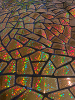 Load image into Gallery viewer, Gold mystique Broken Glass Sequin Geometric On Black Stretch Velvet Fabric Sold By The Yard
