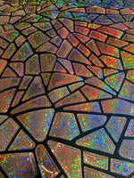 Load image into Gallery viewer, Rosegold mystique Broken Glass Sequin Geometric On Black Stretch Velvet Fabric Sold By The Yard
