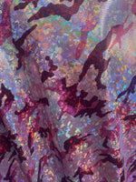 Load image into Gallery viewer, Purple camouflage Broken Glass Spandex Metallic foil Fabric by the yard
