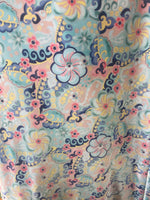 Load image into Gallery viewer, Summer blues multi floral Floral stretch Velvet fabric 60”
