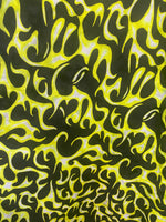 Load image into Gallery viewer, Neon yellow fire flame stretch Velvet fabric 60”

