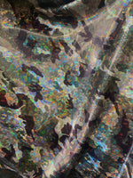 Load image into Gallery viewer, Green camouflage Broken Glass Spandex Metallic foil Fabric by the yard
