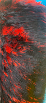 Load image into Gallery viewer, Faux Fur fake black on red base Frosted tips fabric 60" Wide sold by the yard
