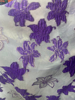 Load image into Gallery viewer, Floral glitter Brocade jacquard on organza fabric by the yard 48” wide
