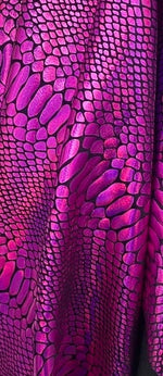 Load image into Gallery viewer, Fuchia/black Snake Spandex 4 way stretch fabric 58" wide
