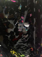 Load image into Gallery viewer, Black Jumbo Shiny paillette sequin on mesh fabric sold by yard
