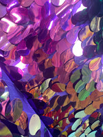 Load image into Gallery viewer, Lavender Jumbo Shiny paillette sequin on mesh fabric sold by yard
