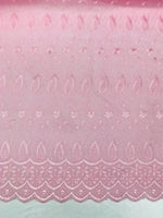 Load image into Gallery viewer, Baby pink Medium Weight Eyelet Double Scalloped Finished Edge Stitched Embroidery Fabric, 42" Wide
