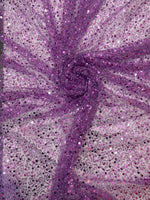 Load image into Gallery viewer, Lilac Beads, Pearls and Sequin All Over Mesh Lace by the yard 54” wide
