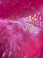 Load image into Gallery viewer, Hot pink foil Snake design on a stretch velvet fabric-Sold by the yard.
