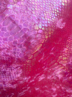 Load image into Gallery viewer, Hot pink foil Snake design on a stretch velvet fabric-Sold by the yard.
