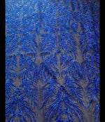 Load image into Gallery viewer, Royal floral damask embroider and heavy beaded on a mesh lace fabric-sold by the yard
