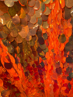 Load image into Gallery viewer, Orange Jumbo Shiny paillette sequin on mesh fabric sold by yard
