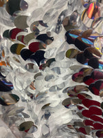 Load image into Gallery viewer, Silver Jumbo Shiny paillette sequin on mesh fabric sold by yard
