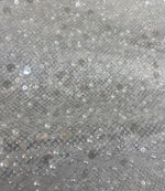 Load image into Gallery viewer, White Beaded Sequins and Pearls Fabric | Luxury Bridal Dress Fabric | Wedding Gown, Veil, Evening Wear, Decoration
