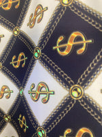 Load image into Gallery viewer, checkers dollar sign spandex 4  way  fabric by the yard
